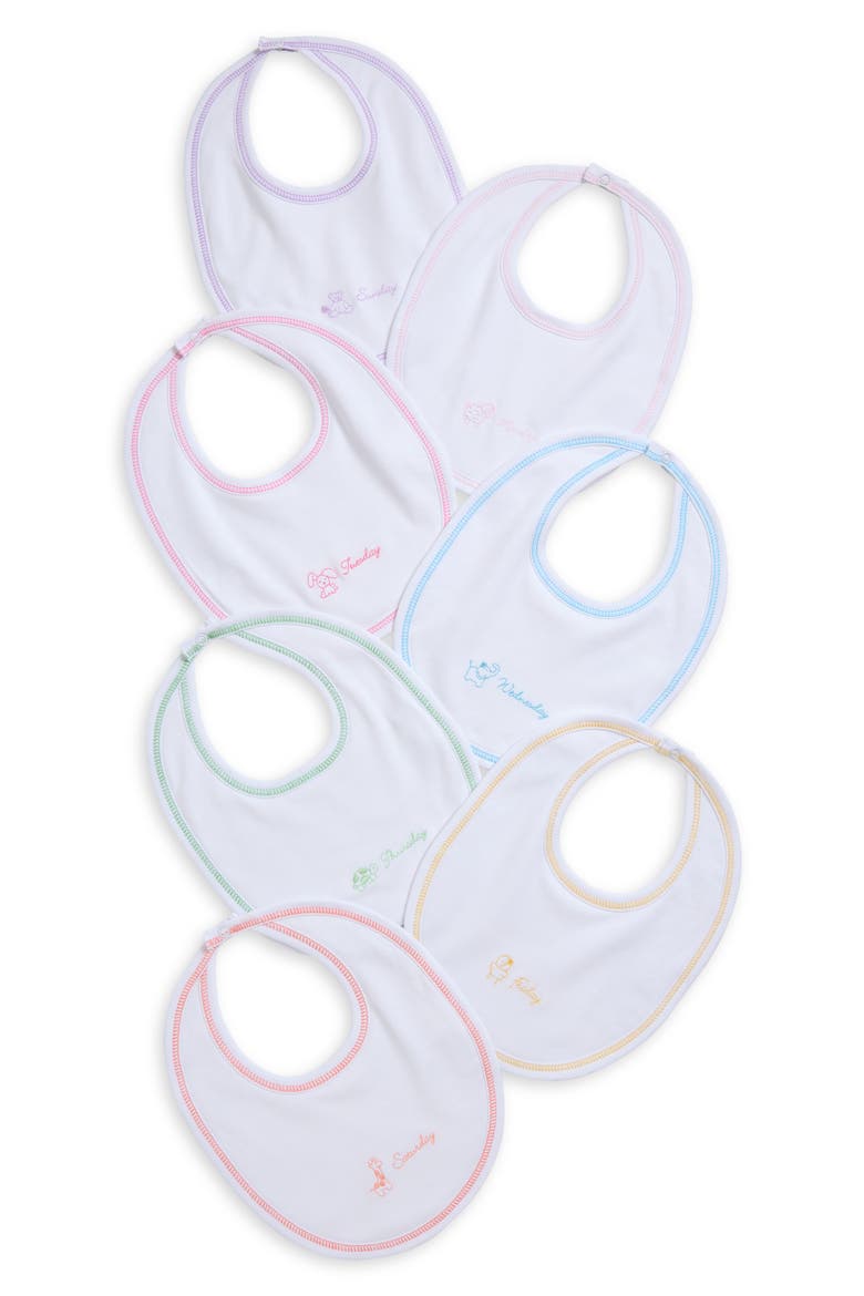 Days of the Week Embroidered Pima Cotton Bib Set, Main, color, GIRL ENGLISH
