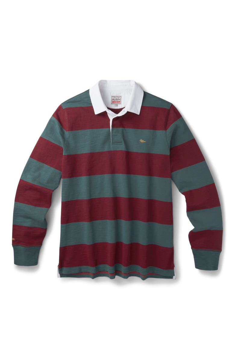 Aubin Irnham Long Sleeve Collared Rugby Shirt, Alternate, color, Forest/Burgundy Stripe