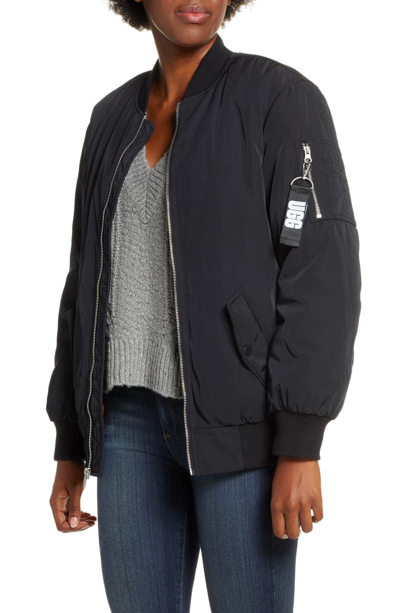 UGG<sup>®</sup> Frances Water Resistant Bomber Jacket, Main, color,