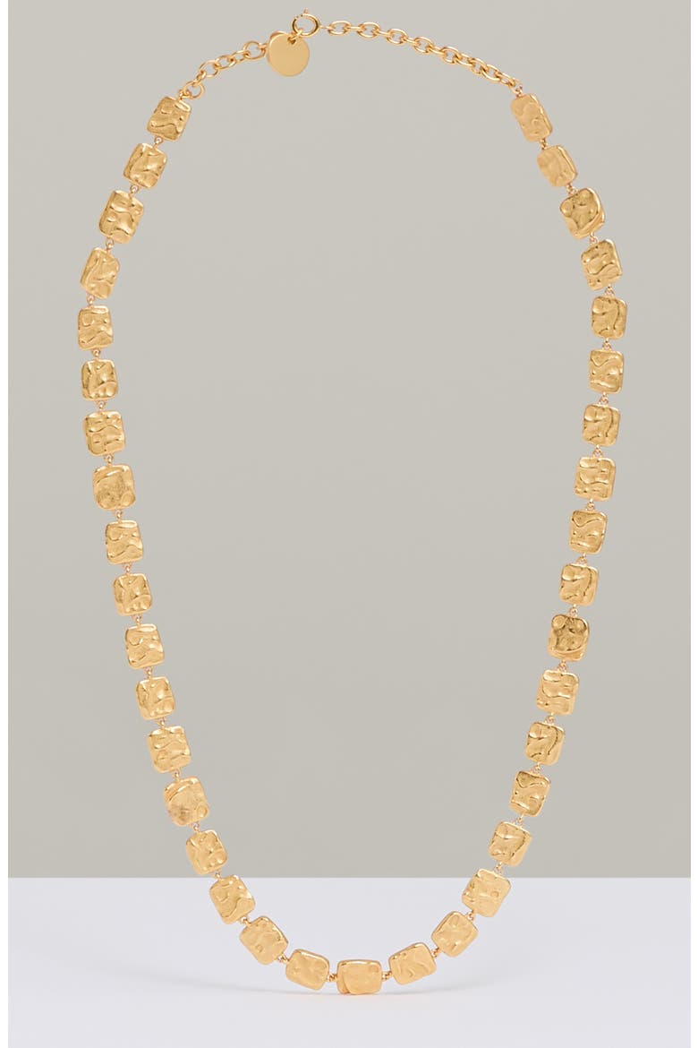 Mila Molten Square Necklace, Alternate, color, GOLD TONE