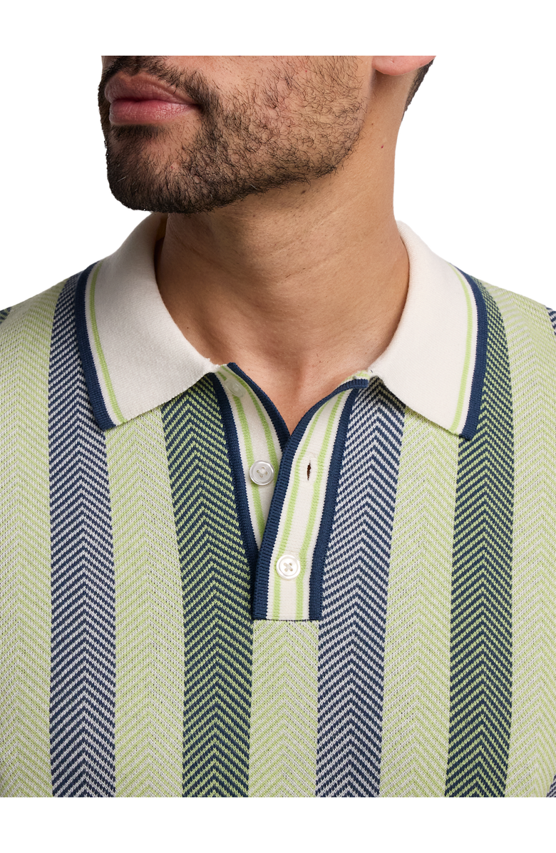 Paul Fredrick Cotton Three Button Polo Short Sleeve, Alternate, color, Green Multi