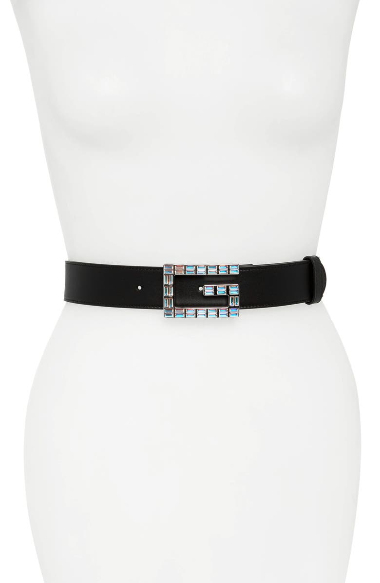 Gucci Madelyn Crystal G Belt, Main, color, 