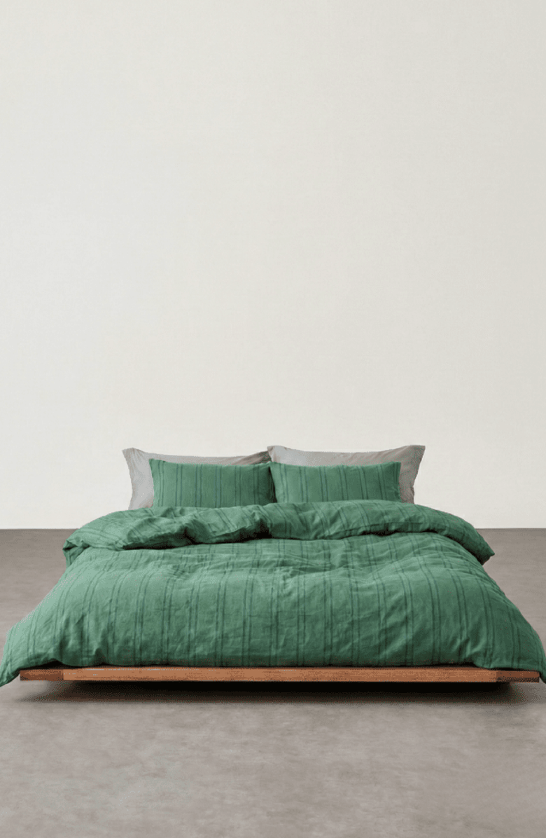 Ever Lasting Striped Duvet Cover, Alternate, color, Green Light