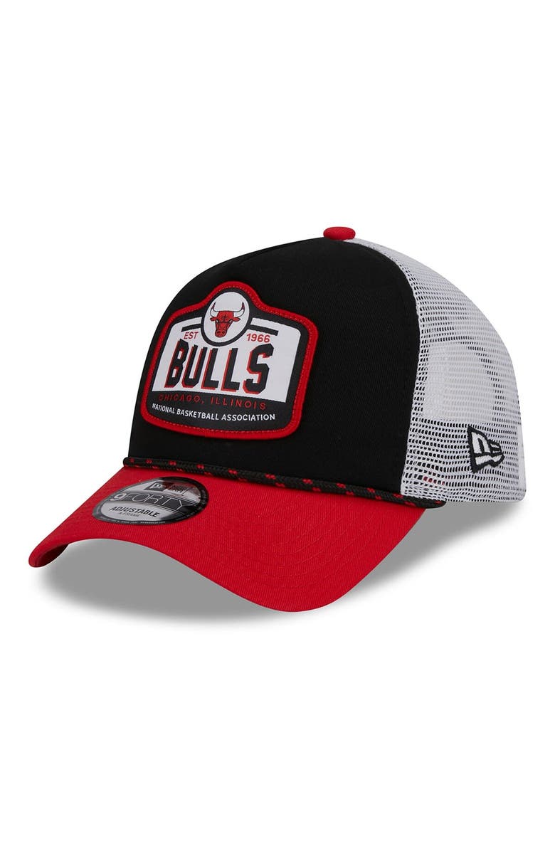 New Era Men's New Era Black/Red Chicago Bulls  A-Frame 9FORTY Trucker Hat, Main, color, 
