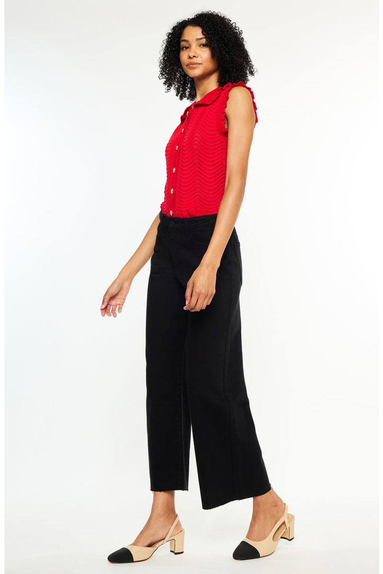 Dianella High Rise Crop Wide Leg Jeans, Alternate, color, Black