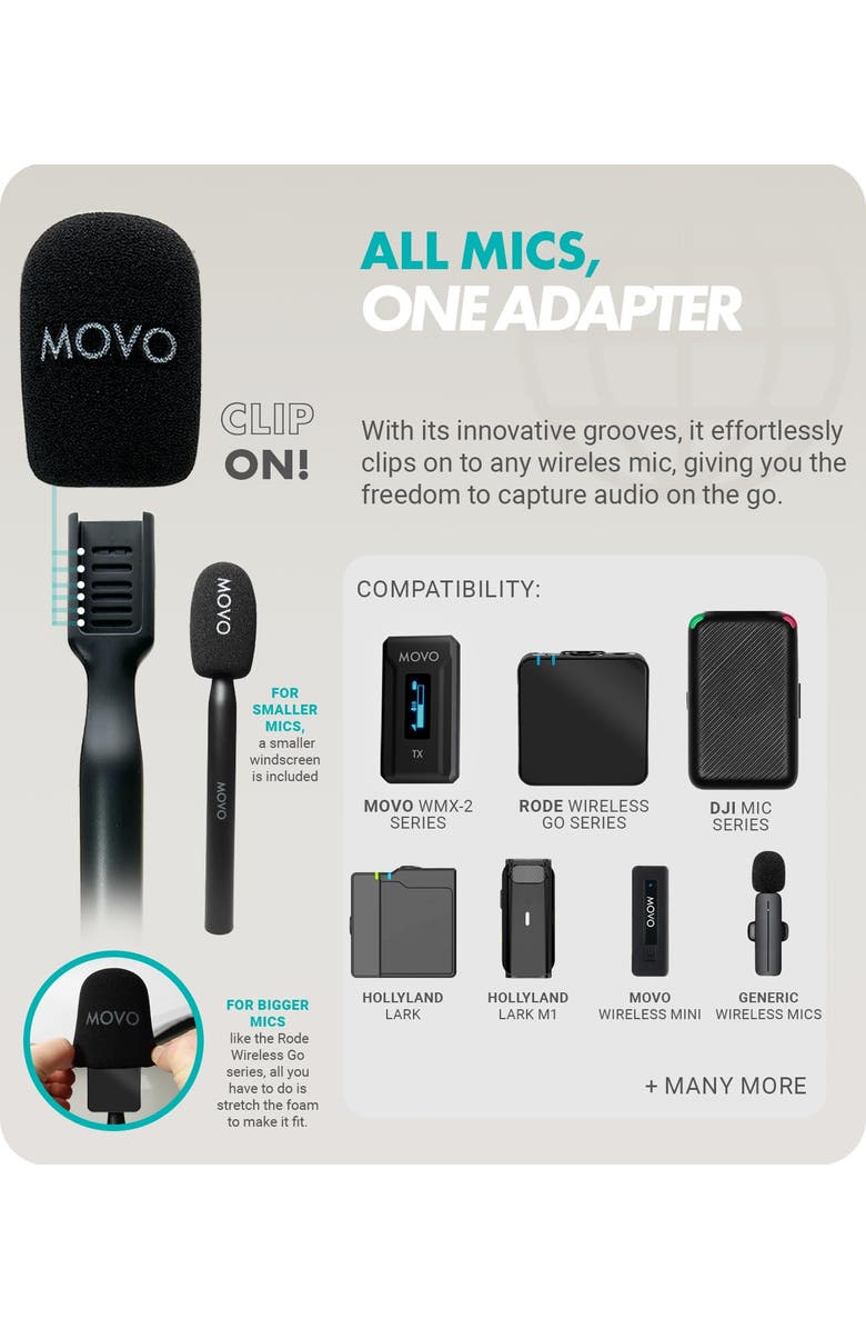 MOVO WMX-HM Handheld Interview Mic Handle for Wireless Microphone Transmitters, Alternate, color, Black