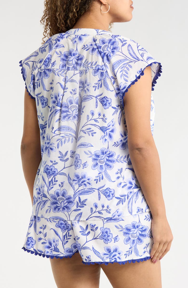 SUGARLIPS Maeve Floral Ayla Cotton Top, Alternate, color, White-Cobalts