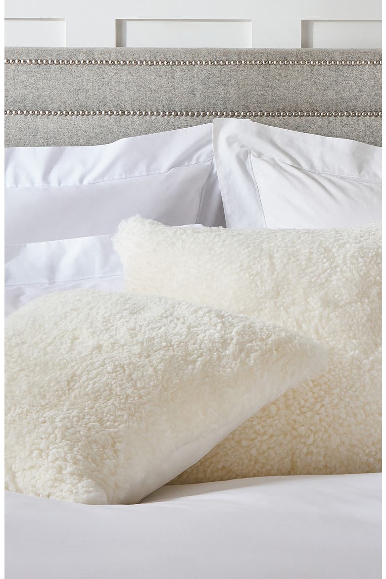 Curly Genuine Shearling Cushion, Main, color, IVORY