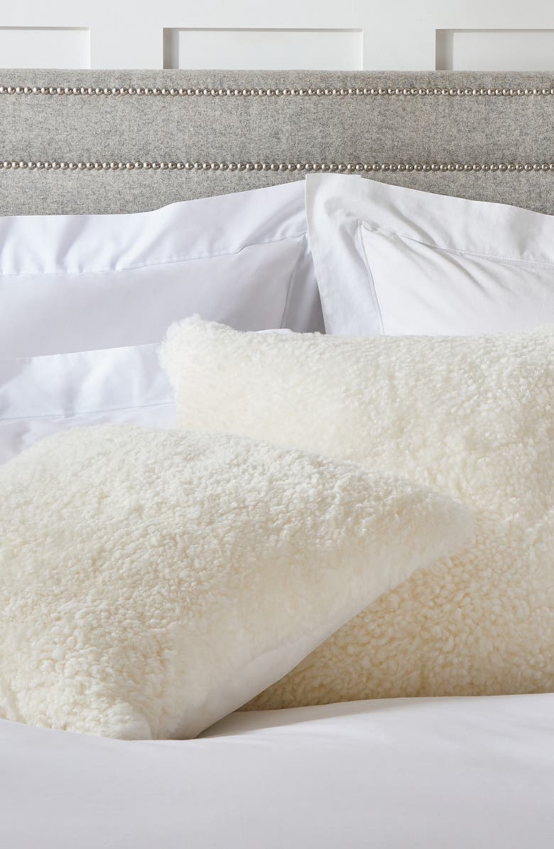 The White Company Curly Genuine Shearling Cushion, Main, color,