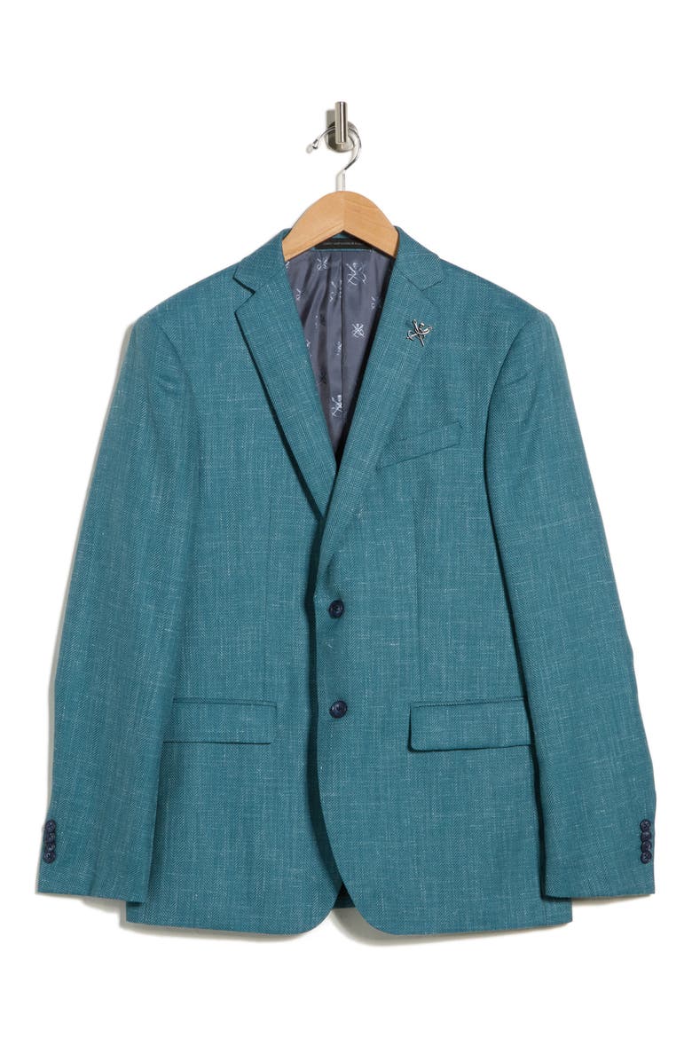 Herringbone Woven Two-Button Sport Coat, Alternate, color, GREEN