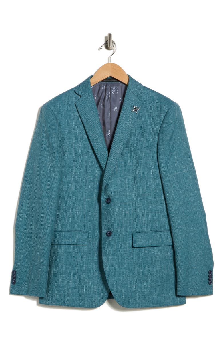 John Varvatos Star USA Herringbone Woven Two-Button Sport Coat, Alternate, color, Green
