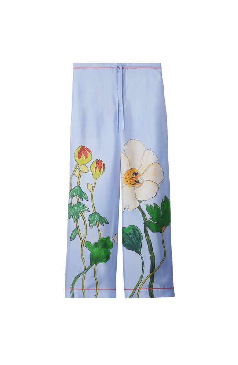 Burberry Highgrove Honeybee Silk Pyjama Trousers, Alternate, color, Blue