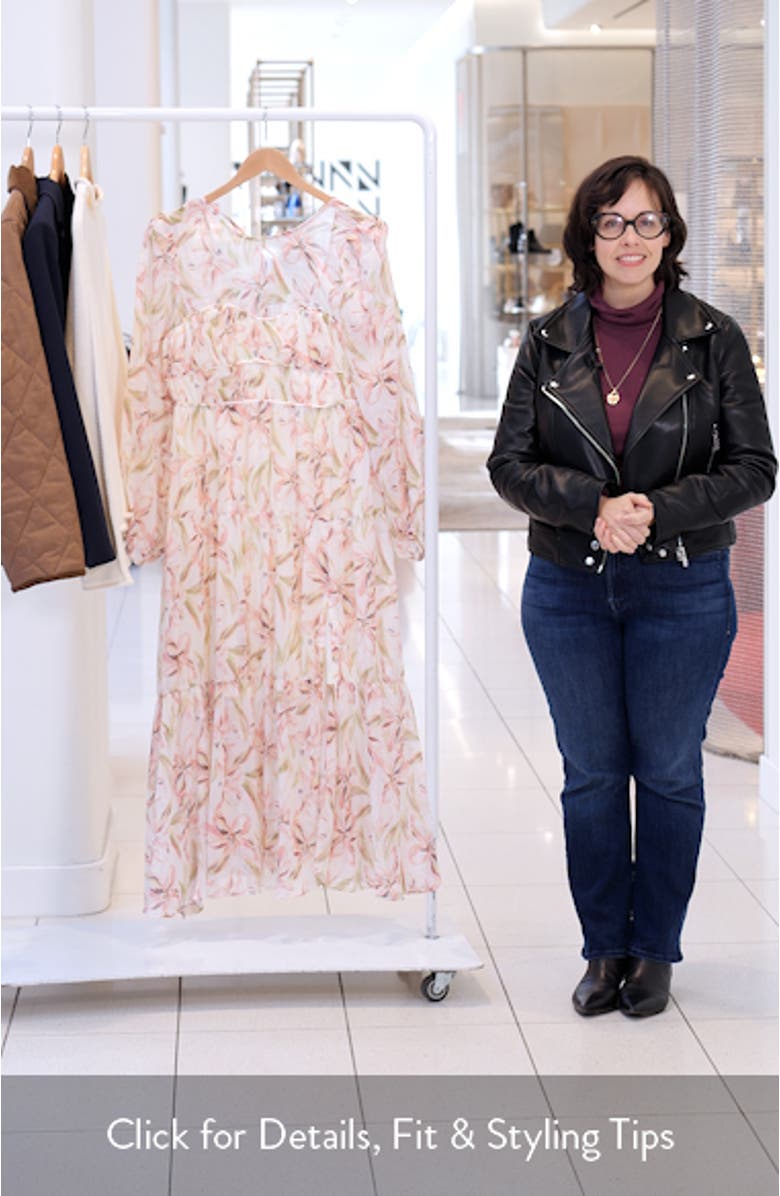 Floral Long Sleeve Tiered Dress, sales video thumbnail