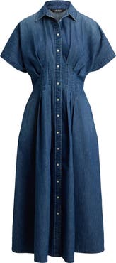 Lauren Ralph Lauren Pleat Denim Shirtdress
