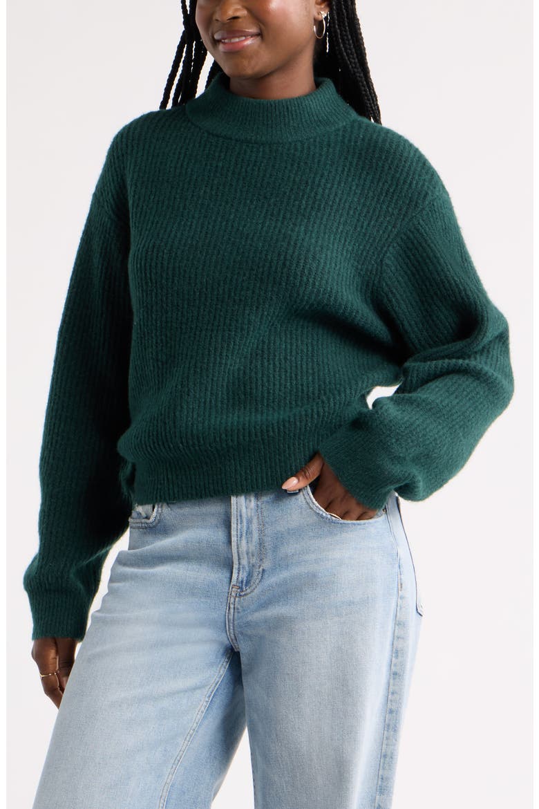 Everyday Easy Mock Neck Sweater, Main, color, GREEN PONDEROSA