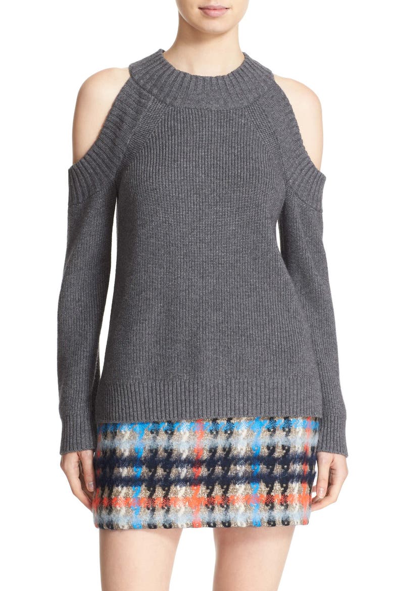 Cold Shoulder Crewneck Sweater, Main, color, GREY