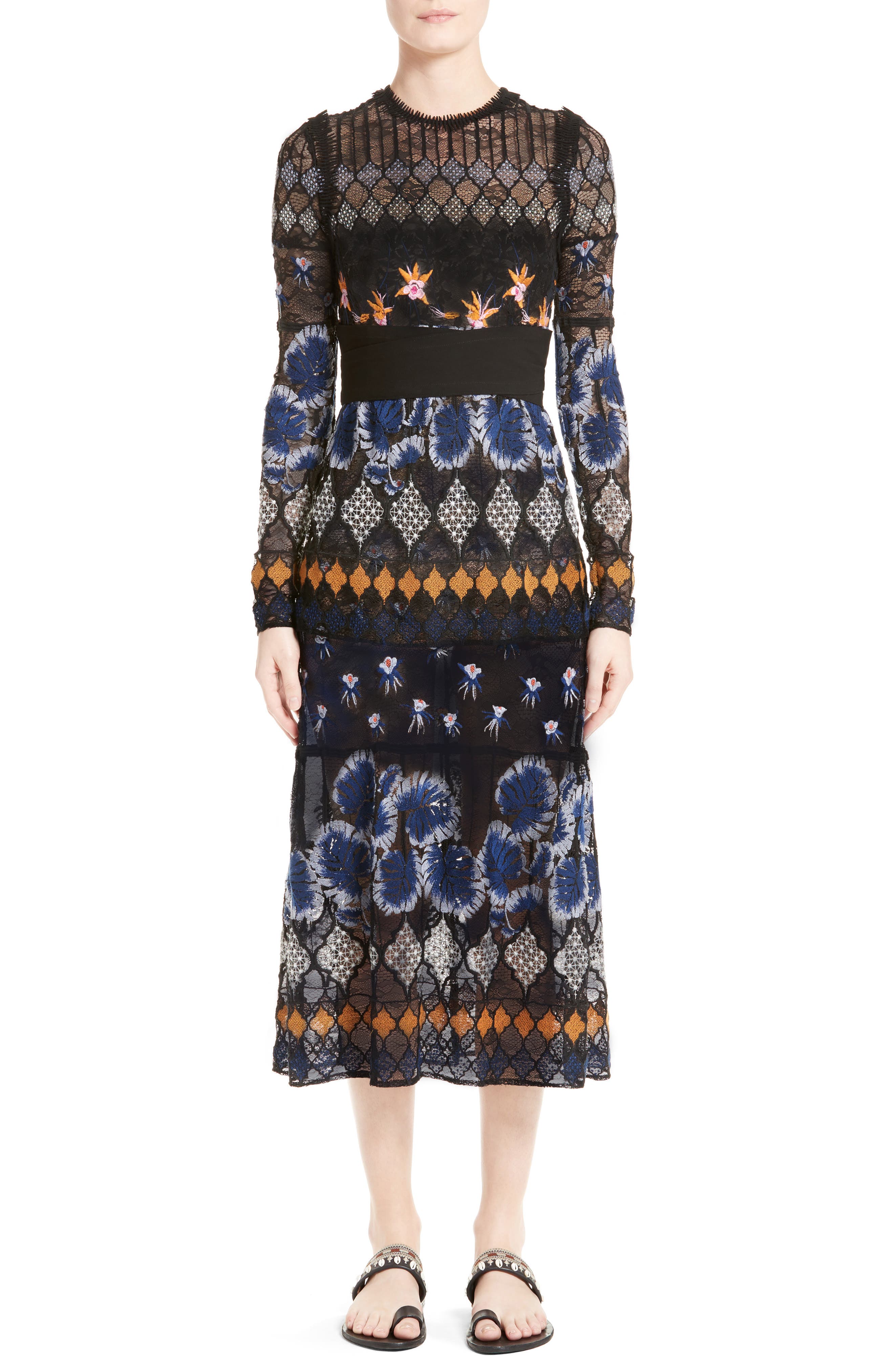 Yigal Azrouël Botanical Lace Midi Dress (Women) | Nordstrom