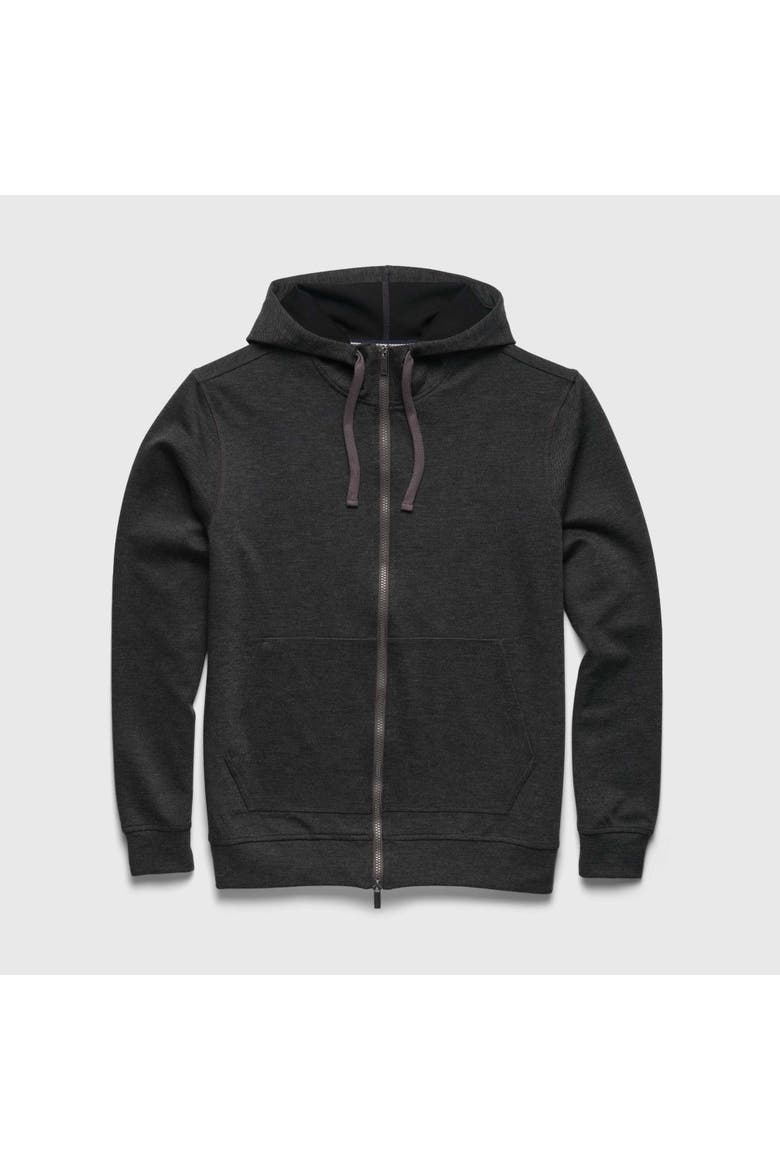 Danny Full-Zip Twill Hoodie, Main, color, charcoal heather