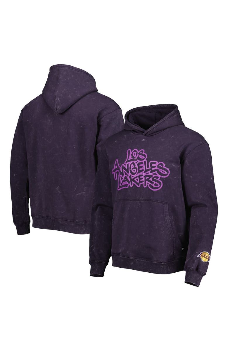 THE WILD COLLECTIVE Unisex The Wild Collective Purple Los Angeles Lakers Tonal Acid Wash Pullover Hoodie, Alternate, color, Purple