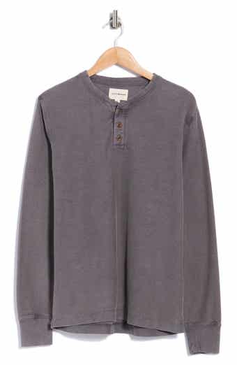 Distressed Long Sleeve Fleece Henley
