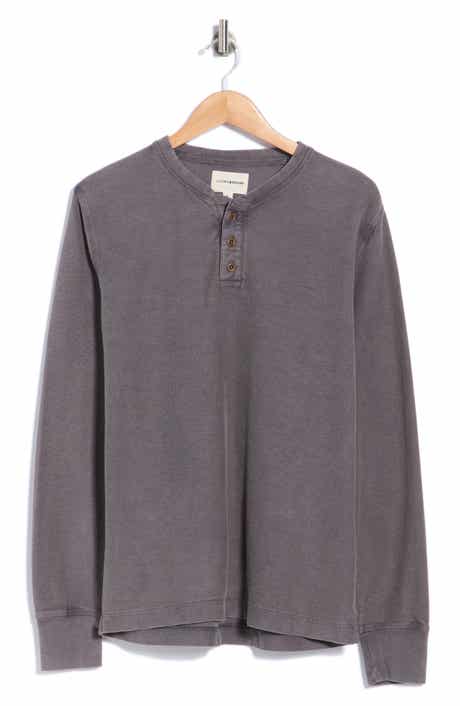 Distressed Long Sleeve Fleece Henley