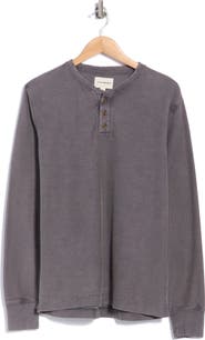 Lucky Brand Distressed Long Sleeve Fleece Henley