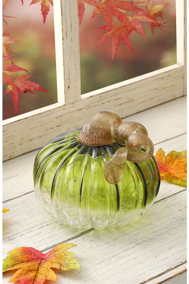 Crackle Glass Short Pumpkins, Alternate, color, Green
