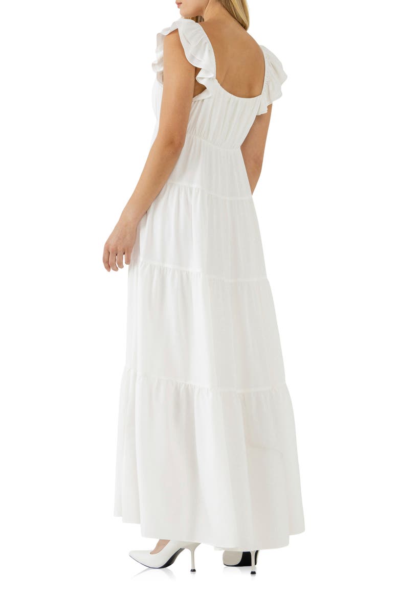 Flutter Sleeve Maxi Dress, Alternate, color, WHITE