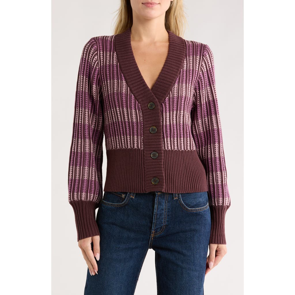 Melrose And Market Stripe Cardigan In Purple