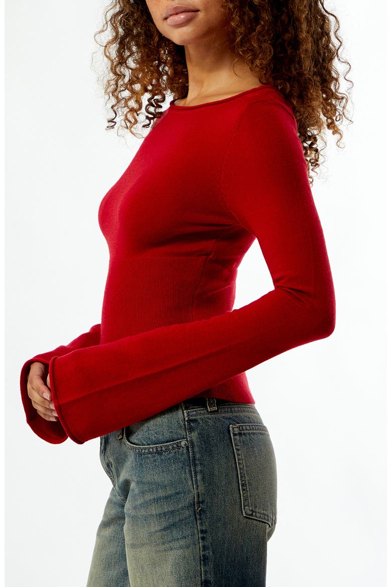 Noa Wide Neck Bell Sleeve Knit Top, Alternate, color, RED