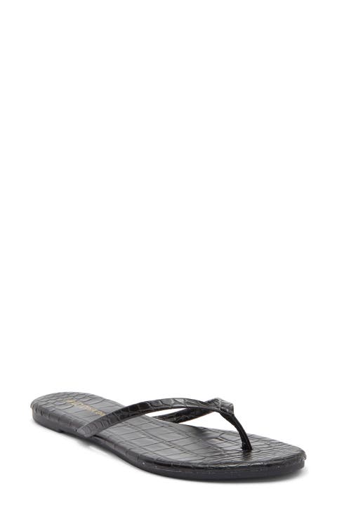 Bellen Faux Leather Croc Embossed Flip Flop