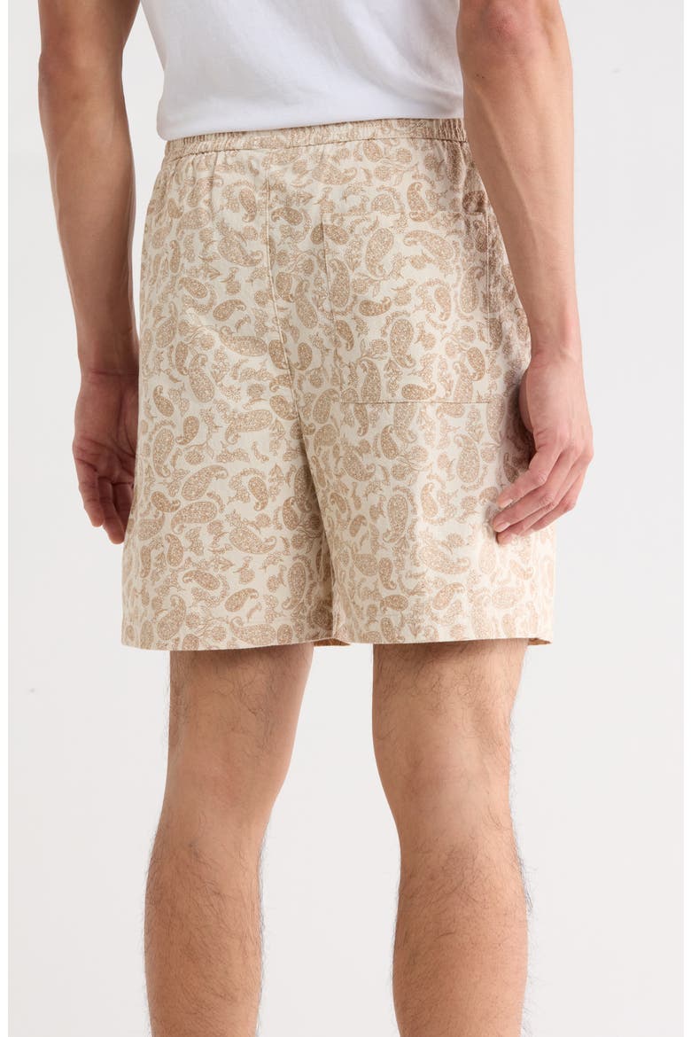 Paisley Print Cotton Drawstring Shorts, Alternate, color, CREAM