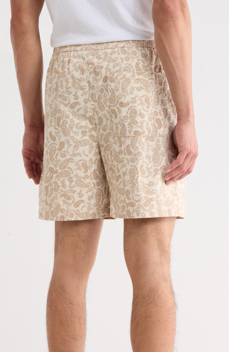 DENIM AND FLOWER Paisley Print Cotton Drawstring Shorts, Alternate, color, Cream