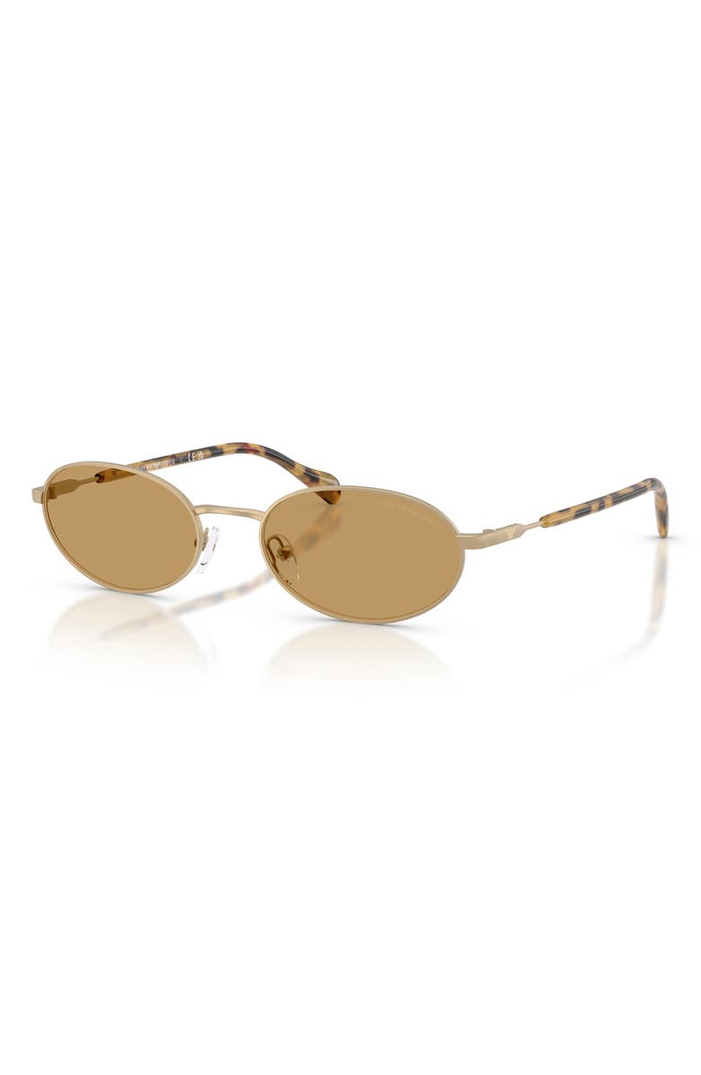 Emporio Armani 54mm Oval Sunglasses, Alternate, color, Matte Pale Gold / Brown