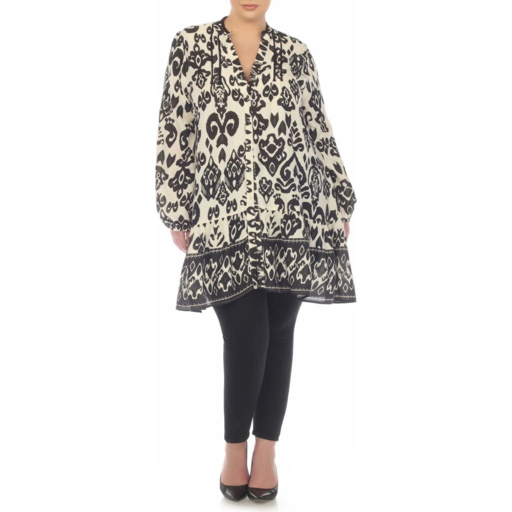 Boho Me Button Front Tunic In Black