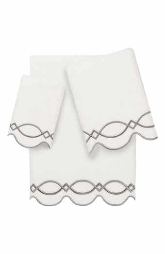 3-Piece Diamond Chain Embroidered Turkish Cotton Towel Set