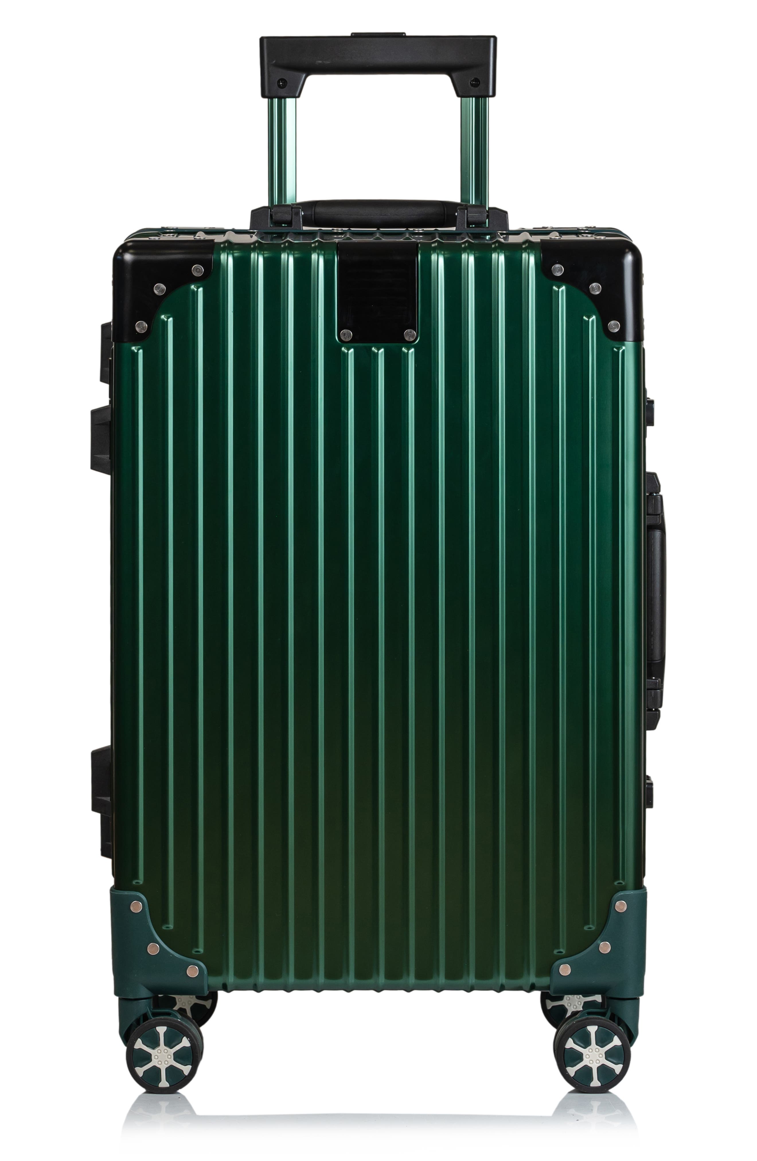 CHAMPS Aluminum Hardside Spinner Suitcase Carry-On, Alternate, color, Green