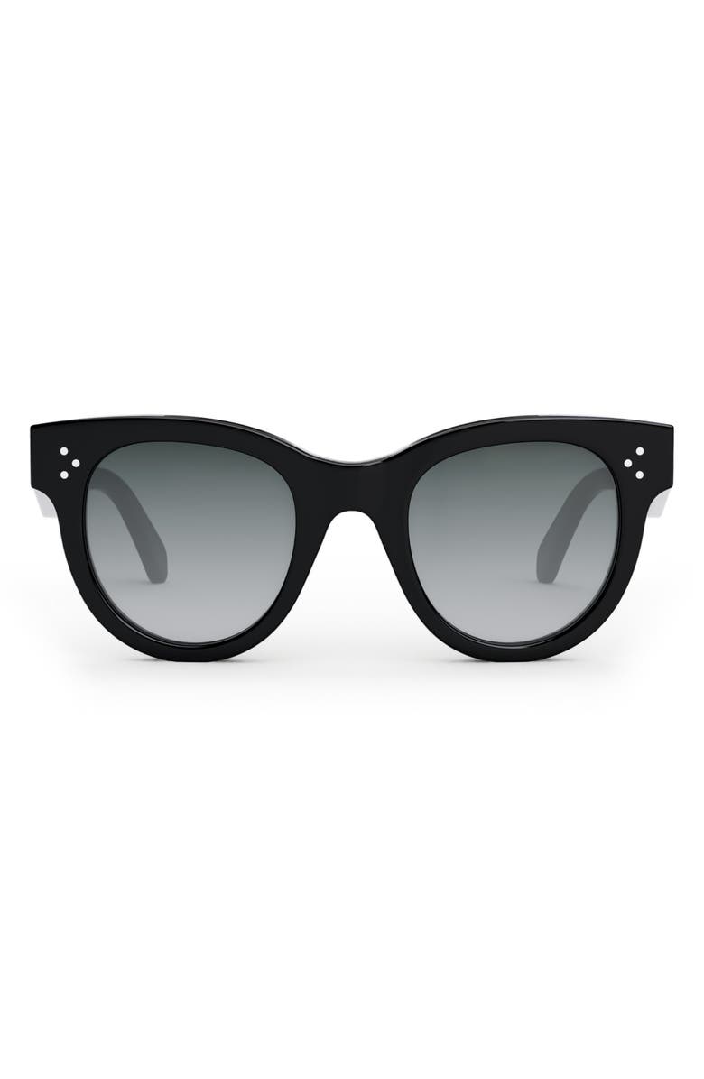 CELINE Bold 3 Dots 48mm Square Sunglasses, Main, color, Shiny Black / Gradient Smoke