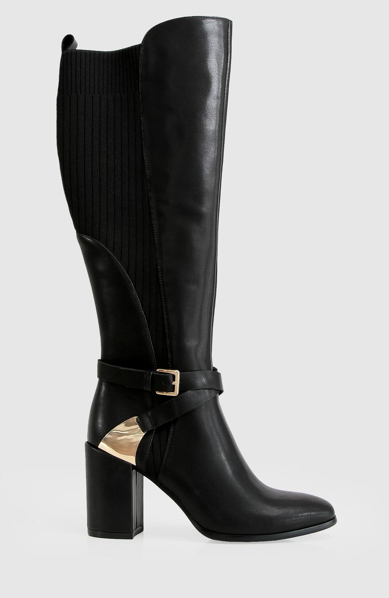 Belle & Bloom Breton Knee High Boot, Main, color, Black
