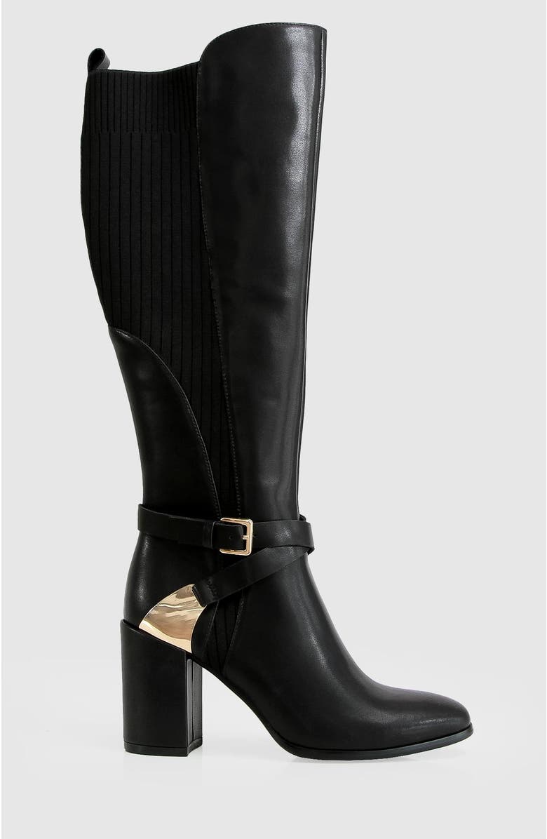 Belle & Bloom Breton Knee High Boot, Main, color, Black