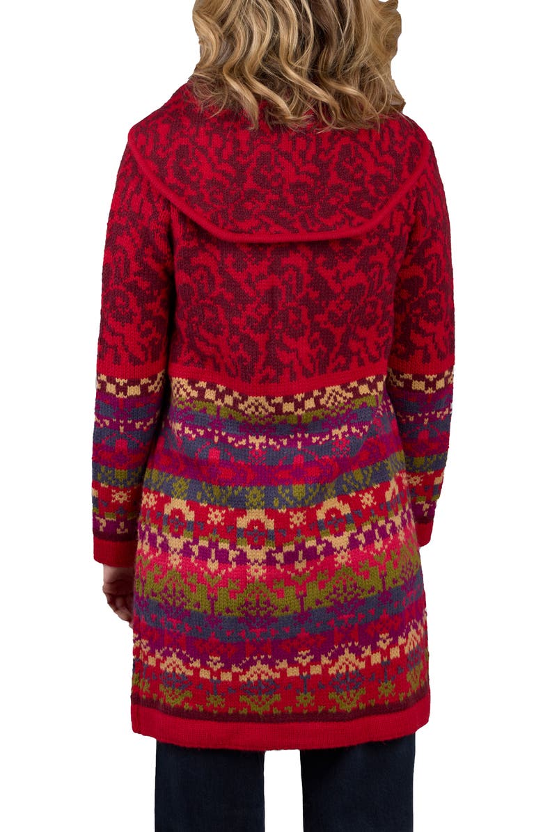 SAACHI Fair Isle Longline Cardigan, Alternate, color, Red