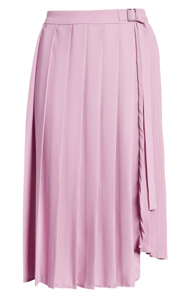 Leith Asymmetrical Pleated Faux Wrap Skirt, Alternate, color,