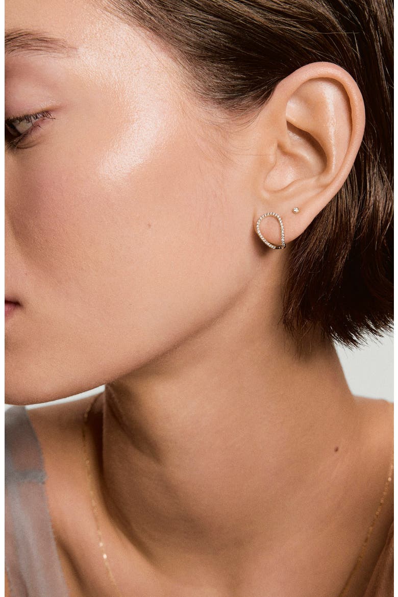 Interconnected Loop Pavé Diamond Stud Earrings, Alternate, color, Yellow Gold