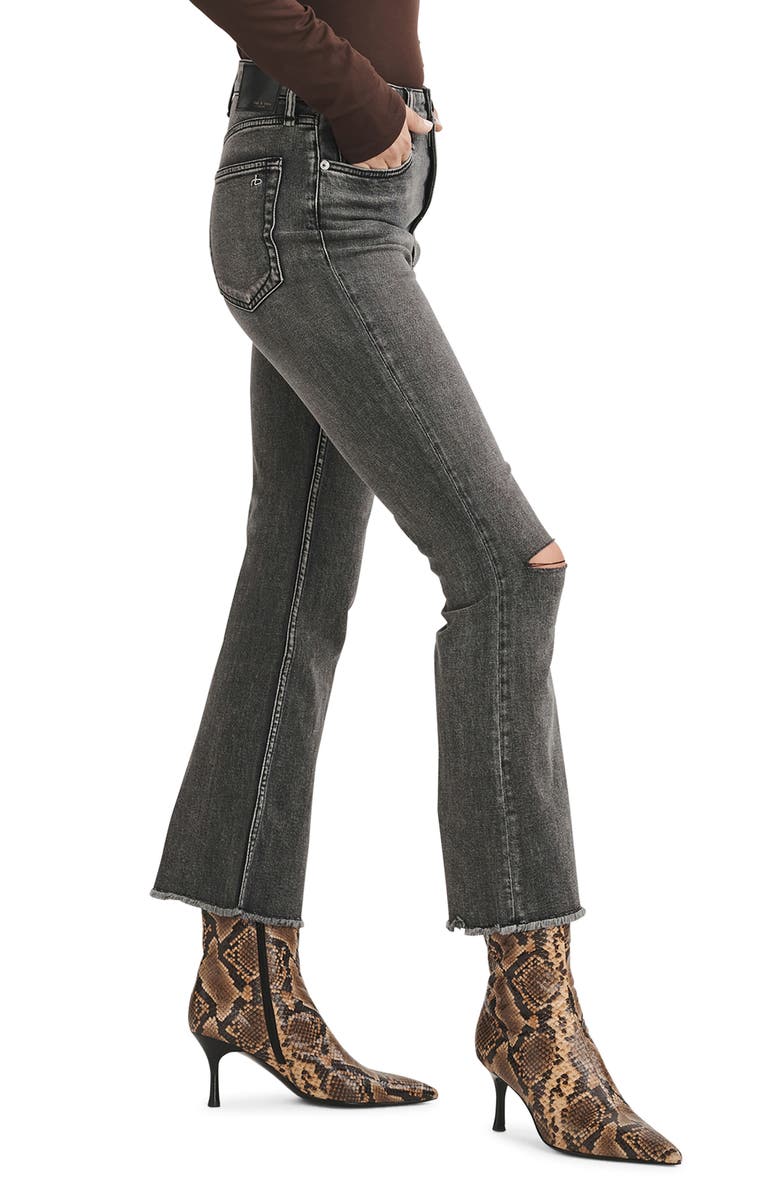 rag & bone Casey Frayed High Waist Ankle Flare Jeans, Alternate, color, 