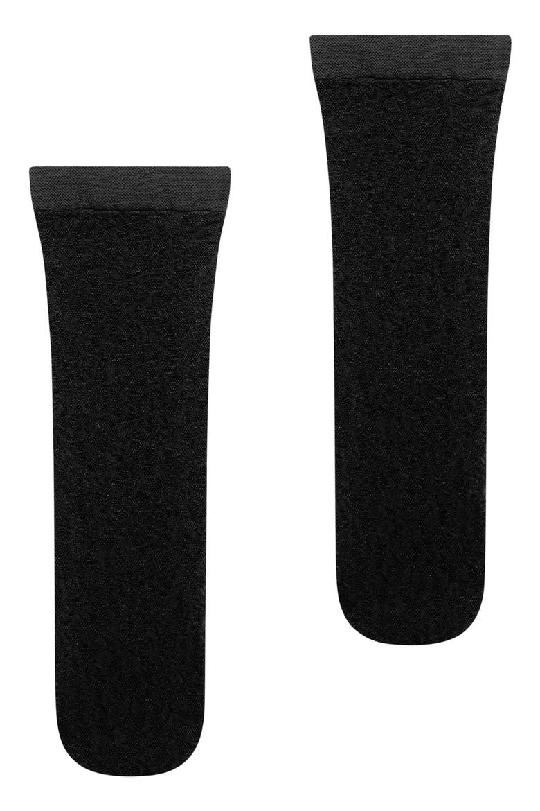 Floral Jacquard Ankle Socks, Alternate, color, BLACK
