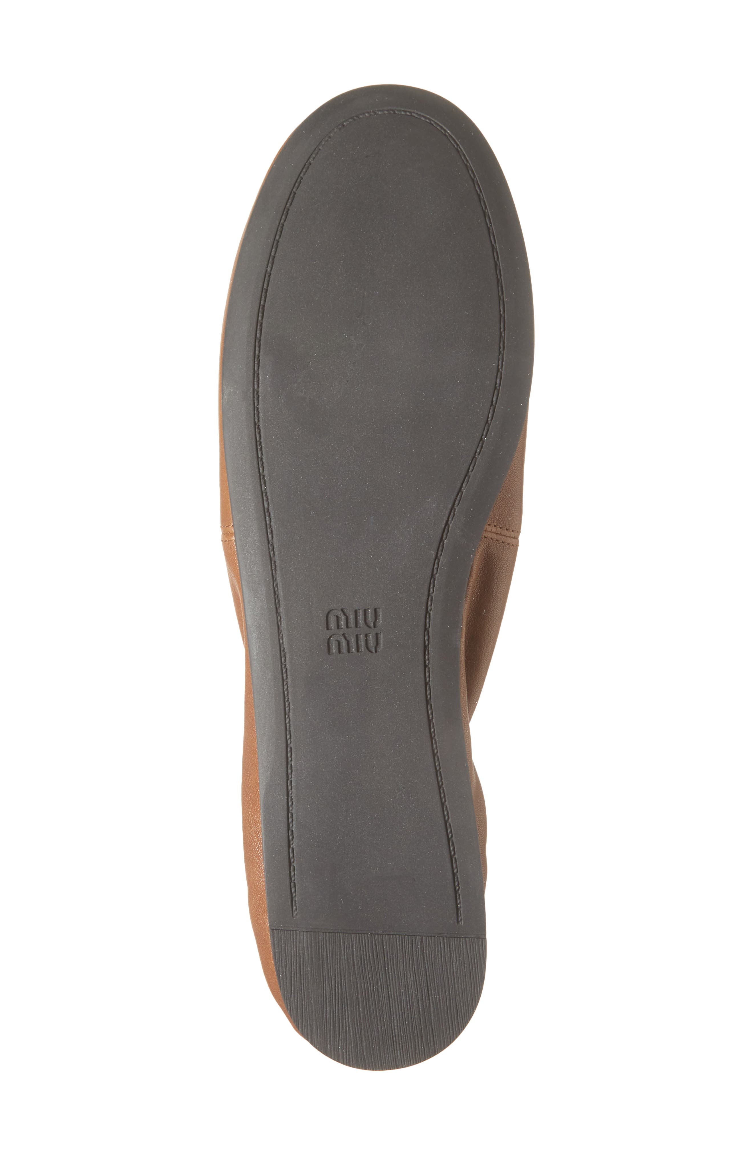 Miu Miu Ruched Ballerina Flat, Alternate, color, Rovere
