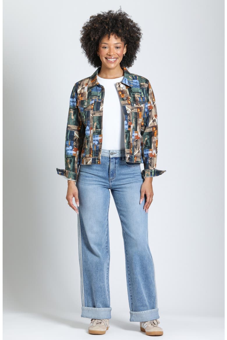 Printed Denim Jacket, Alternate, color, MIDNIGHT/COPPER MOSAIC