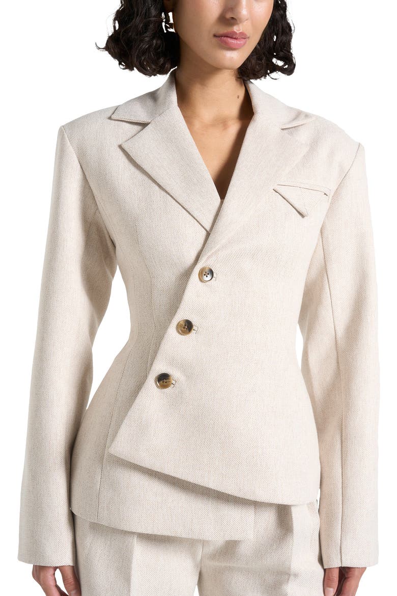 Thalia Tailored Asymmetric Double Breasted Blazer, Alternate, color, Light Beige