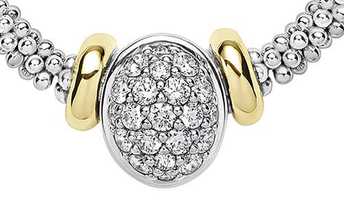 Lagos Signature Caviar Two-tone Oval Caviar Diamond Necklace In Metallic