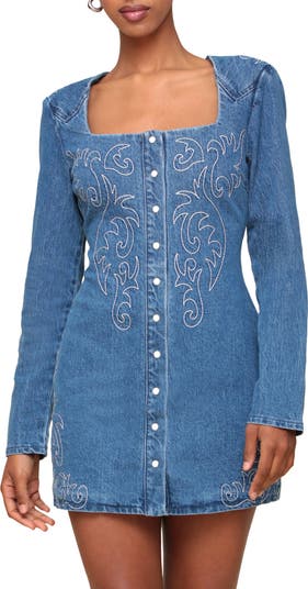 Zilcremo Women Denim Shirt Dresses Short Sleeve Distressed